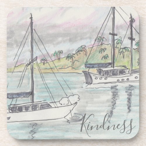 Coasters Boats Fiji Watercolor Sketch 