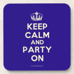 Coasters (Cork)<br><div class="desc">Based on the original Keep Calm and ... poster this cream and blue Keep Calm and Party On Coasters (Cork) features a custom designed font that matches the original closely.</div>