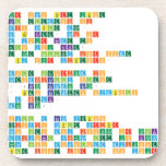 Write your own text using
  the chemical elements of
  the periodic table and
  download as free* PDF or
  PNG. From your name to 
 anything else you like!
  Check out the gallery for some
  creations by our visitors.
 
 A very simple algorithm is
  used to automatically select
  symbols: (bath becomes BaTh),
  add a '|' sign between symbols
  to force a break:
  (B|ath becomes BAtH).
 
 This is still a Beta version
  of the Periodic Table Writer, 
 if you run into any issues or think 
 of an additional feature let us know!
  You can now also download MyFunStudio's 
 Period Table font for use on your computer.  Coasters (Cork)