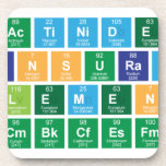 Actinide
 transuranic
 elements
 NpPuAmCmBkCfEsFmMdNoLr  Coasters (Cork)