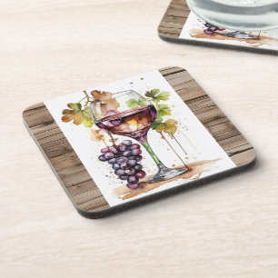 Coasters/ Doorgles/ Wine glass and Grapes Beverage Coaster