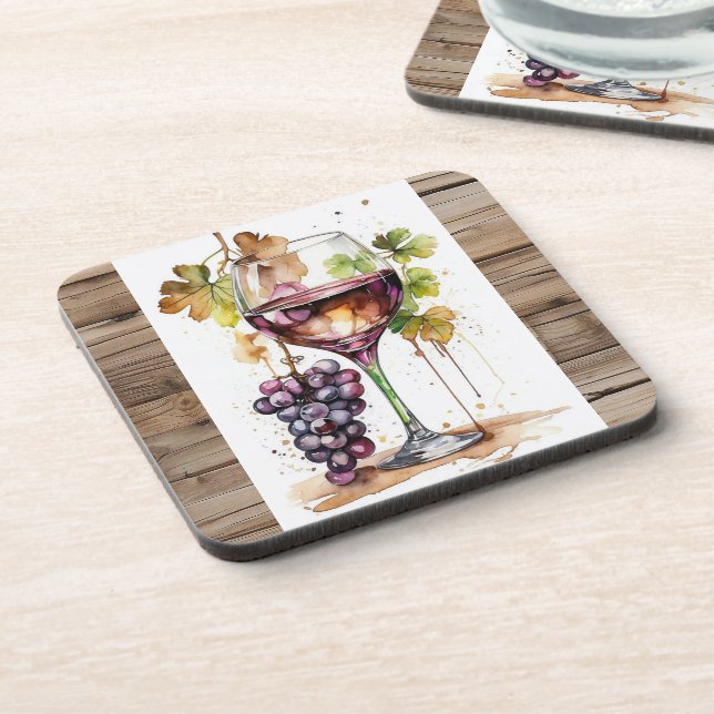 Coasters/ Doorgles/ Wine glass and Grapes Beverage Coaster (Left Side)