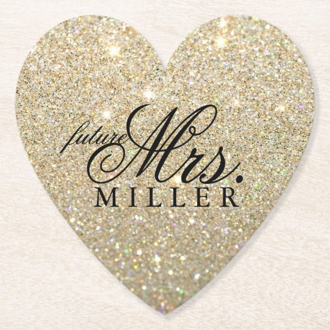 Coasters - Glitter Heart Fab future Mrs. (Front)