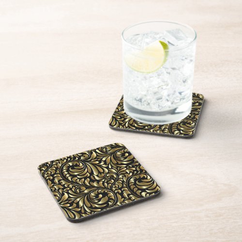 Coasters _ Hard Plastic _ Drama in Black and Gold