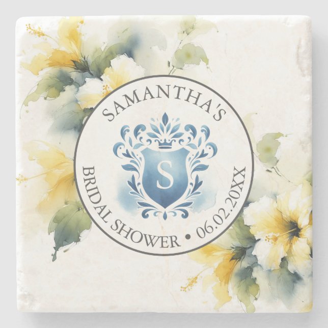 Coasters Monogrammed Floral Wedding Theme (Front)