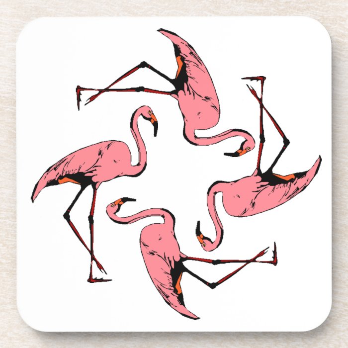 Coasters Retro Pop Art Pink Flamingo Birds Flock