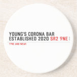 YOUNG'S CORONA BAR established 2020  Coasters (Sandstone)