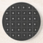 ABC|DEF
 GHIJKL
 M|N|OPQR
 STUVWX
 YZ0123
 456789  Coasters (Sandstone)
