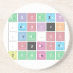 ABC|DEF
 .|GHIJK 
 .|LM.N|O 
 .PQRST
 UVWXYZ  Coasters (Sandstone)