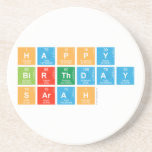 Happy
 Birthday
 Sarah  Coasters (Sandstone)