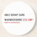 ABLE SCRAP CARS  WARWICKSHIRE  Coasters (Sandstone)