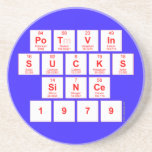 Potvin
 SUCKS
 Since
 1979  Coasters (Sandstone)