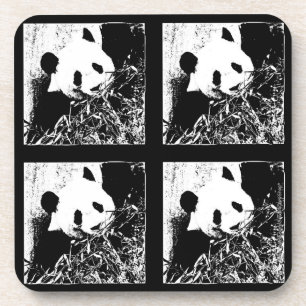 Coasters, Set of 6, Giant Panda Black & White Drink Coaster