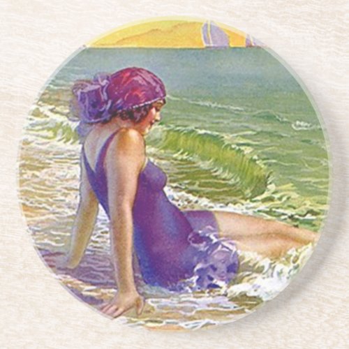 Coasters Vintage Flapper Beach plum Swimsuit gifts