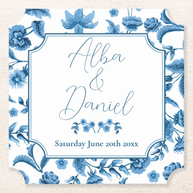 Coasters Wedding  Chintz Blue & White Floral Ditsy (Front)