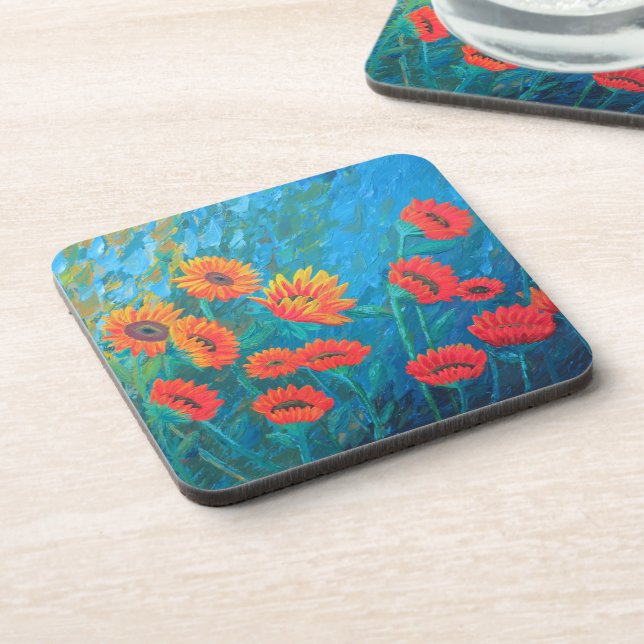 Coasters with Sunflowers - set of 6 (Left Side)