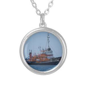 Coastguard Boat And Tug Boat Silver Plated Necklace