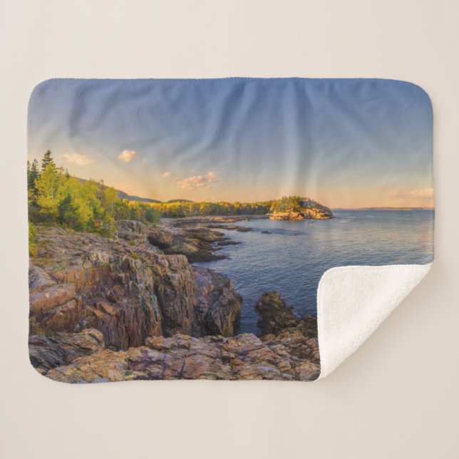 Coastline | Acadia National Park, Schooner Head Sherpa Blanket (Front (Horizontal))