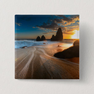Coastline At Sunset Northern California Pinback Button