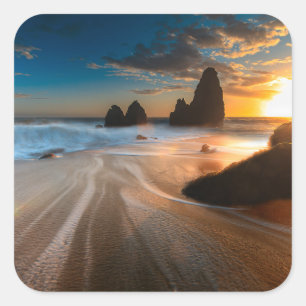 Coastline At Sunset Northern California Square Sticker