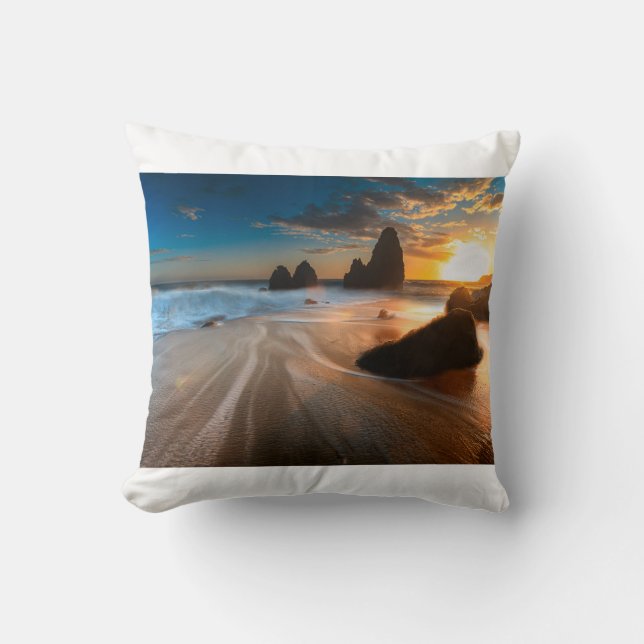 Coastline At Sunset | Northern California Throw Pillow (Front)