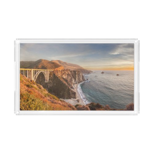 Coastline  Bixby Bridge Big Sur California Acrylic Tray