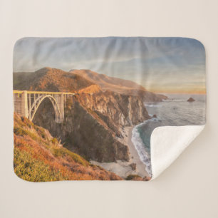 Coastline   Bixby Bridge, Big Sur California Sherpa Blanket