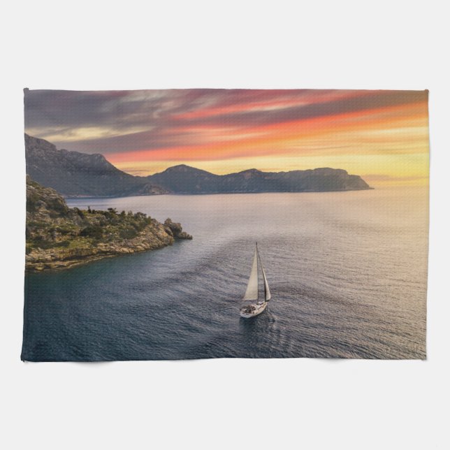 Coastline | Bodrum, Turkey Kitchen Towel (Horizontal)