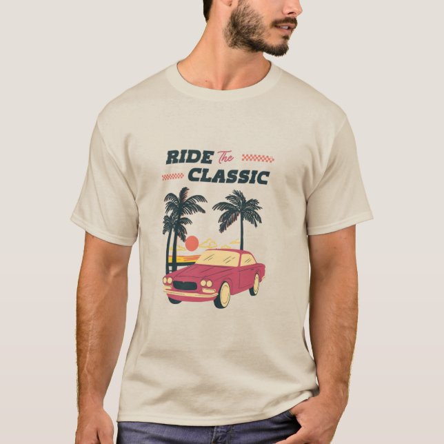 Coastline Cruisin' - Retro Ride on the Beach T-Shirt (Front)