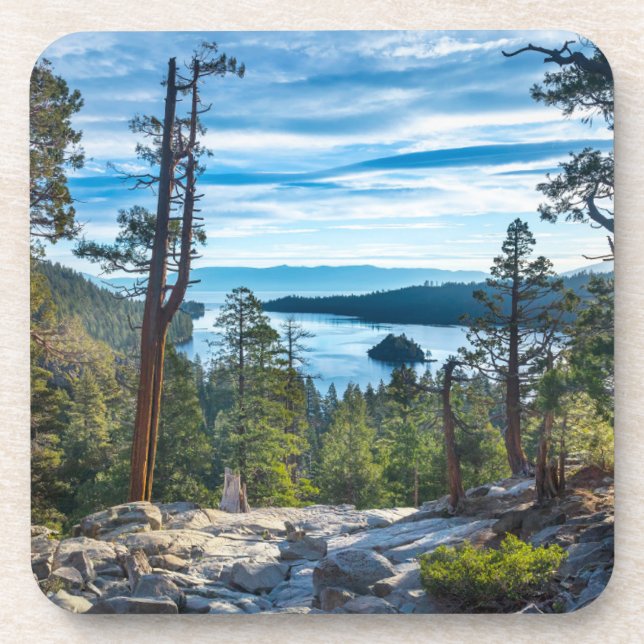 Coastline | Emerald Bay, Lake Tahoe, California Beverage Coaster (Front)