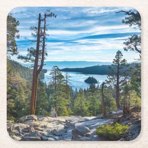 Coastline  Emerald Bay Lake Tahoe California Square Paper Coaster