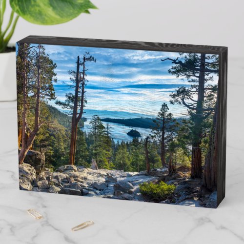 Coastline  Emerald Bay Lake Tahoe California Wooden Box Sign