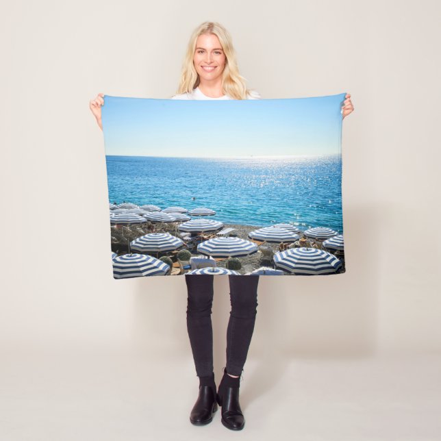 Coastline | French Riviera, Nice France Fleece Blanket (In Situ)