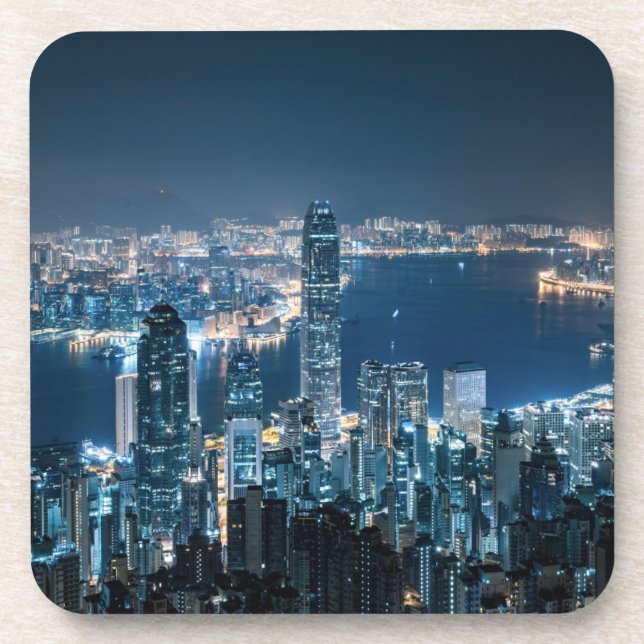 Coastline | Hong Kong Island, Asia Beverage Coaster (Front)