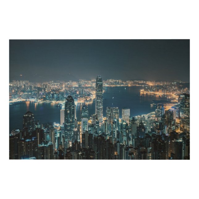 Coastline | Hong Kong Island, Asia Wood Wall Art (Front)