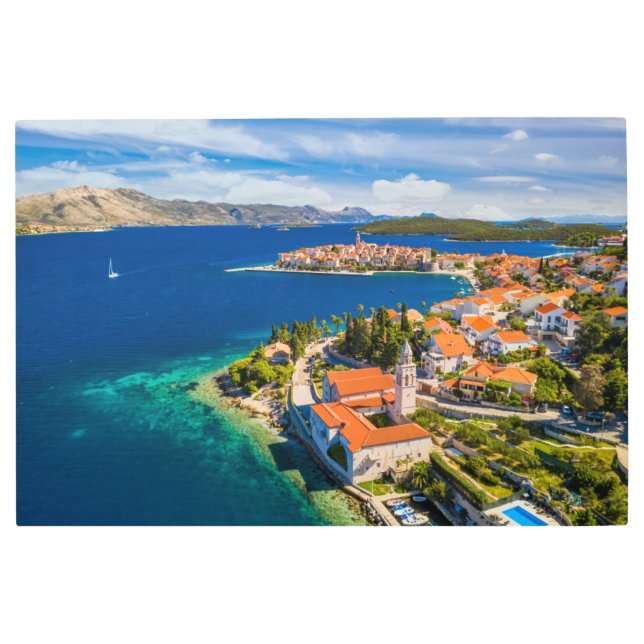 Coastline | Korcula Town, Korcula Island, Croatia Metal Print (Front)