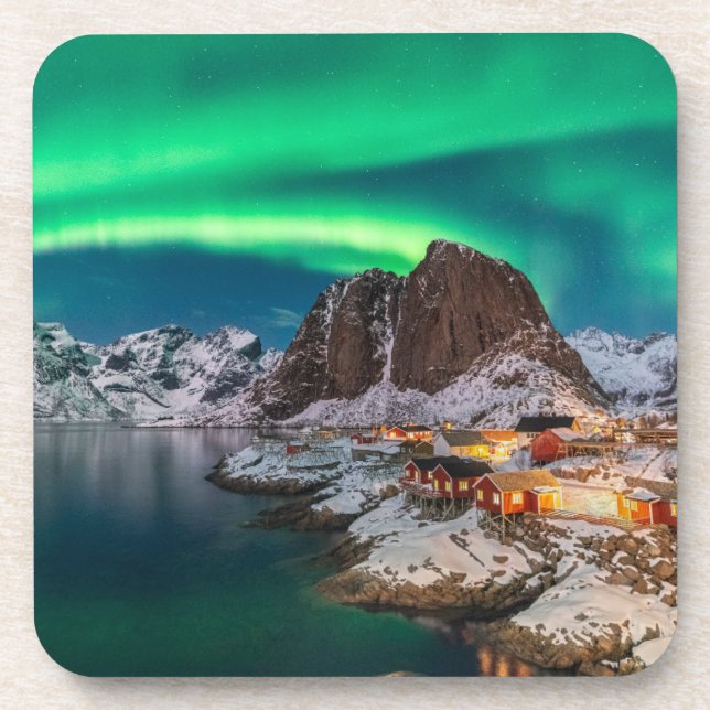 Coastline | Lofoten Islands, Hamnoy, Norway Beverage Coaster (Front)