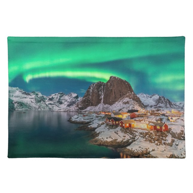 Coastline | Lofoten Islands, Hamnoy, Norway Cloth Placemat (Front)