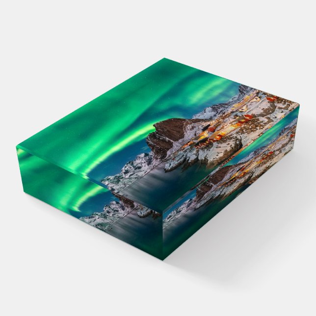 Coastline | Lofoten Islands, Hamnoy, Norway Paperweight (Angled)