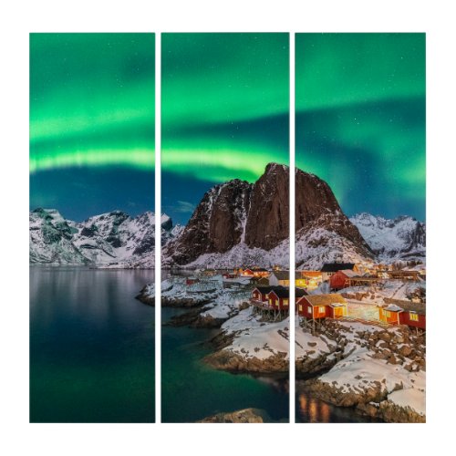 Coastline  Lofoten Islands Hamnoy Norway Triptych