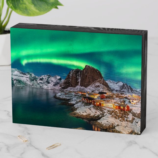 Coastline | Lofoten Islands, Hamnoy, Norway Wooden Box Sign (In Situ Horizontal)