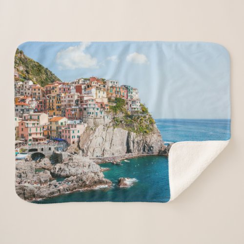 Coastline  Manarola Cinque Terre Liguria Italy Sherpa Blanket