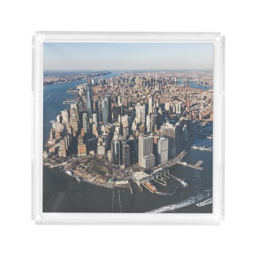 Coastline  Manhattan New York City Acrylic Tray