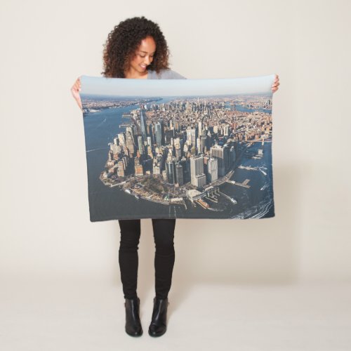 Coastline  Manhattan New York City Fleece Blanket