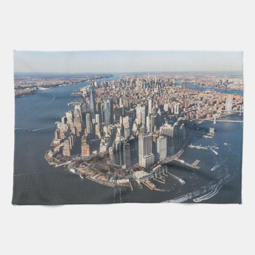 Coastline  Manhattan New York City Kitchen Towel