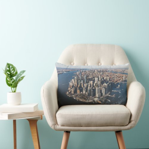 Coastline  Manhattan New York City Lumbar Pillow