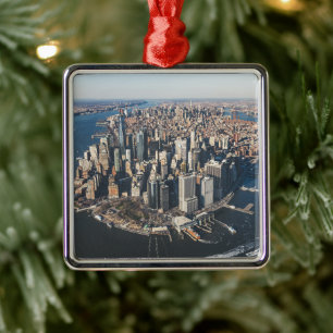 Coastline Manhattan, New York City Metal Ornament