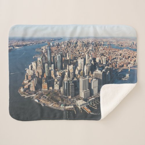 Coastline  Manhattan New York City Sherpa Blanket