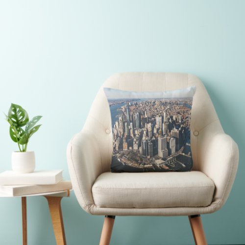 Coastline  Manhattan New York City Throw Pillow