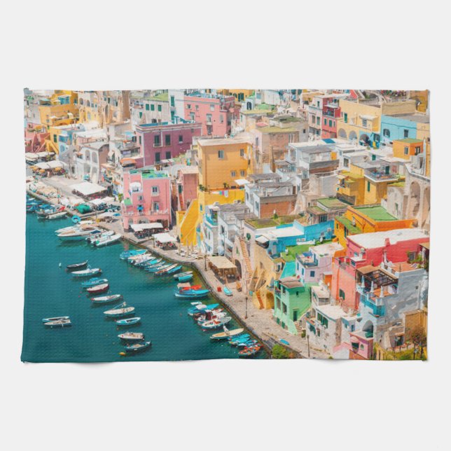 Coastline | Naples Italy Kitchen Towel (Horizontal)